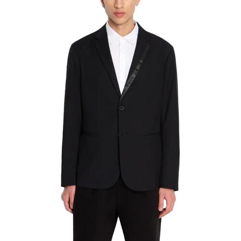 Shop EMPORIO ARMANI EA7 黑色簡約休閒西裝外套 6RZG44-ZNXZZ-1200