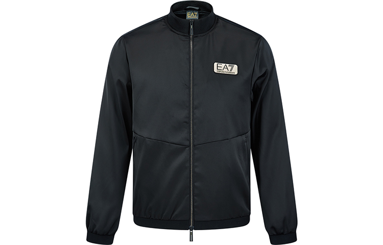 Emporio Armani EA7  Black Solid Zip-Up Jacket Long Sleeve SS22. 3LPB16-PN2UZ-1200