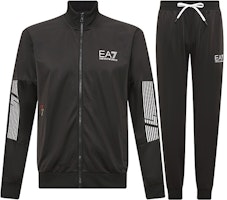 Emporio Armani EA7 Black Tracksuit - Zipper Print Jacket & Drawstring Pants 3RPV53-PJ08Z-1200 Emporio Armani EA7 Black Tracksuit - Zipper Print Jacket & Drawstring Pants 3RPV53-PJ08Z-1200