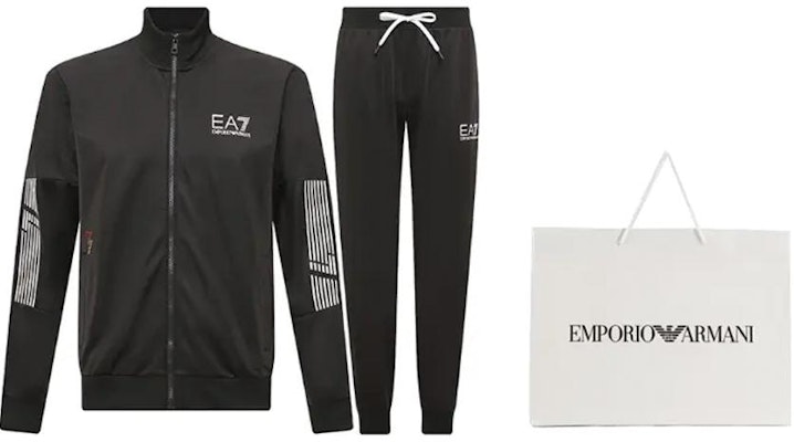 エンポリオアルマーニ EA7 ブラック トラックスーツ - ジッパージャケット&ドローストリングパンツ 3RPV53-PJ08Z-1200 Purchase エンポリオアルマーニ EA7 ブラック トラックスーツ - ジッパージャケット&ドローストリングパンツ 3RPV53-PJ08Z-1200