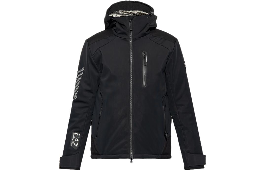 EMPORIO ARMANI EA7  Black Zip-Up Loose-Fit Jacket Long Sleeve Outerwear 6RPG13-PN8HZ-1200