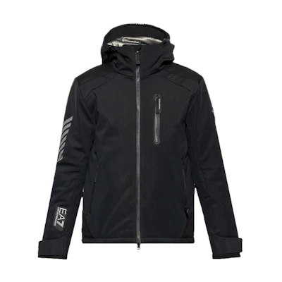 EMPORIO ARMANI EA7 Black Zip-Up Loose-Fit Jacket Long Sleeve Outerwear 6RPG13-PN8HZ-1200