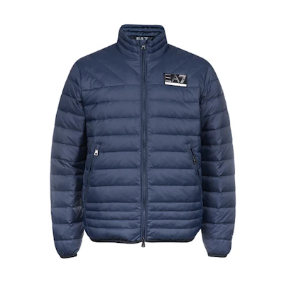 Emporio Armani EA7 Blue Down Jacket with Logo Print and Solid Design. 6KPB14-PNR4Z-1554