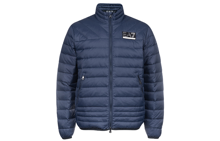 Order Emporio Armani EA7  Blue Down Jacket with Logo Print and Solid Design. 6KPB14-PNR4Z-1554