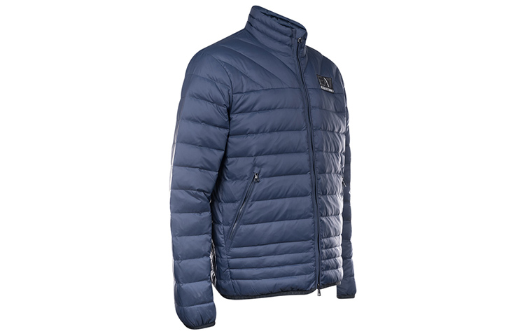 Purchase Emporio Armani EA7  Blue Down Jacket with Logo Print and Solid Design. 6KPB14-PNR4Z-1554