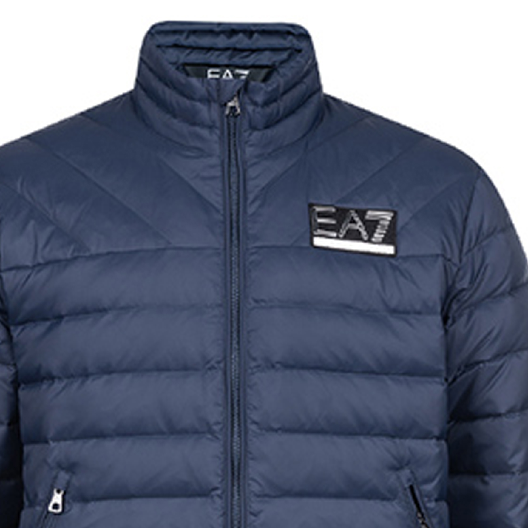 Sizing Emporio Armani EA7  Blue Down Jacket with Logo Print and Solid Design. 6KPB14-PNR4Z-1554