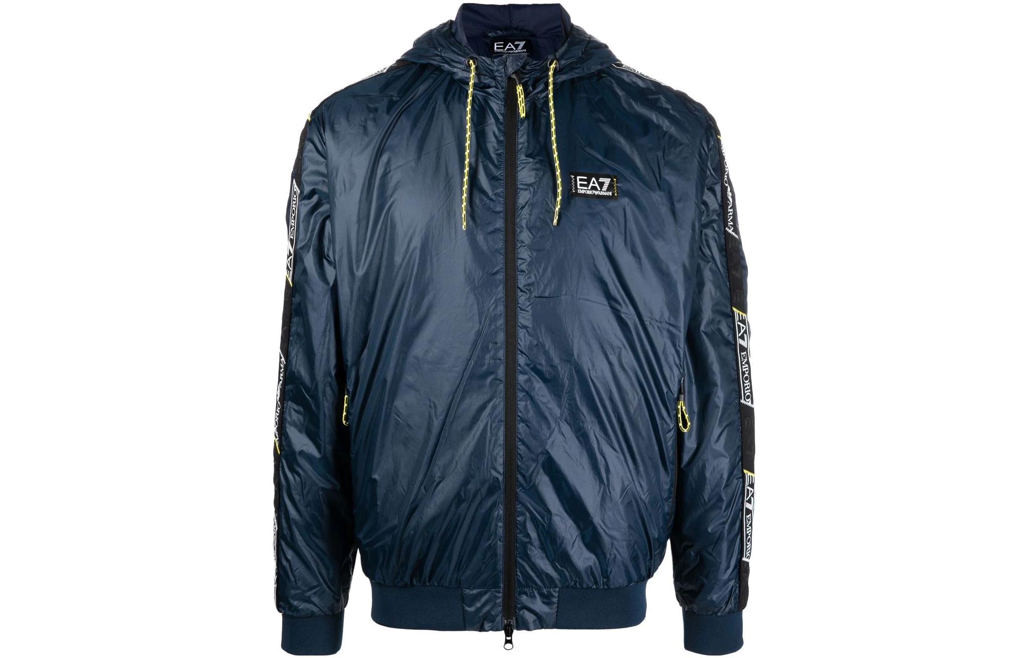 Order エンポリオアルマーニ EA7 ブルーフードロゴプリントコットンジャケット コントラストトリム付き 3RPB05-PN5ZZ-1554