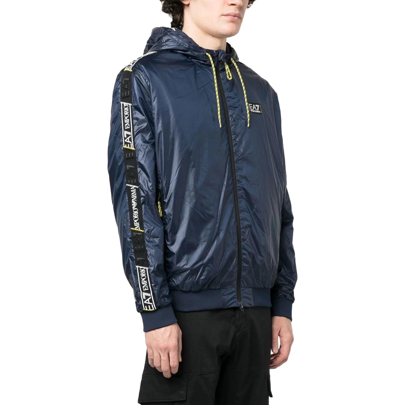 Purchase エンポリオアルマーニ EA7 ブルーフードロゴプリントコットンジャケット コントラストトリム付き 3RPB05-PN5ZZ-1554