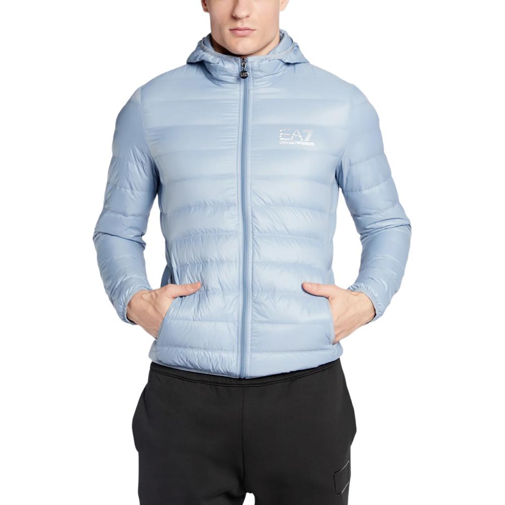 Emporio Armani EA7  Blue Hooded Puffer Jacket with Zipper. 8NPB02-PN29Z-1506