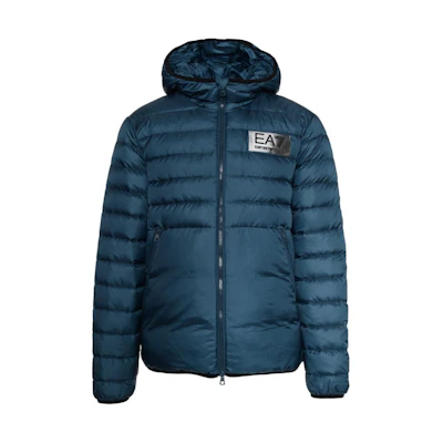 Emporio Armani EA7 Blue Hooded Puffer Jacket with Zipper 6LPB16-PN5ZZ-1857