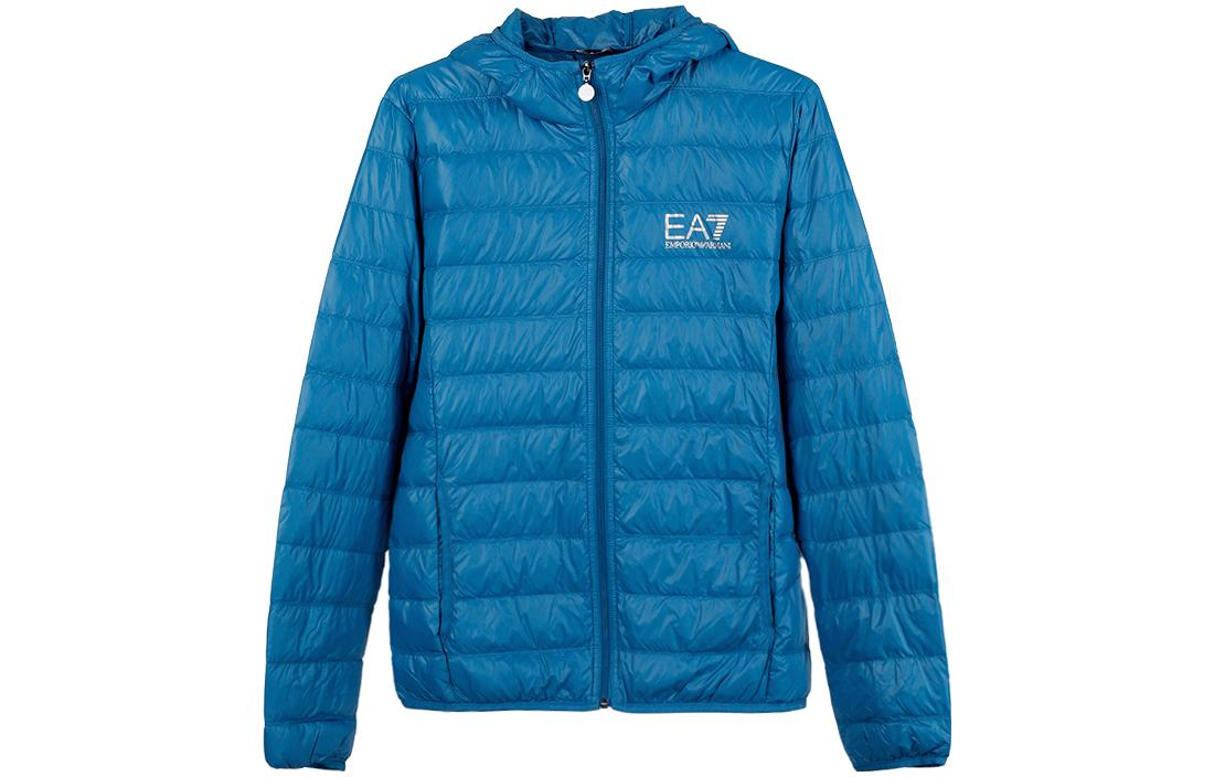 Emporio Armani EA7  Blue Logo Zip Hooded Down Jacket. 8NPB02-PN29Z-1584