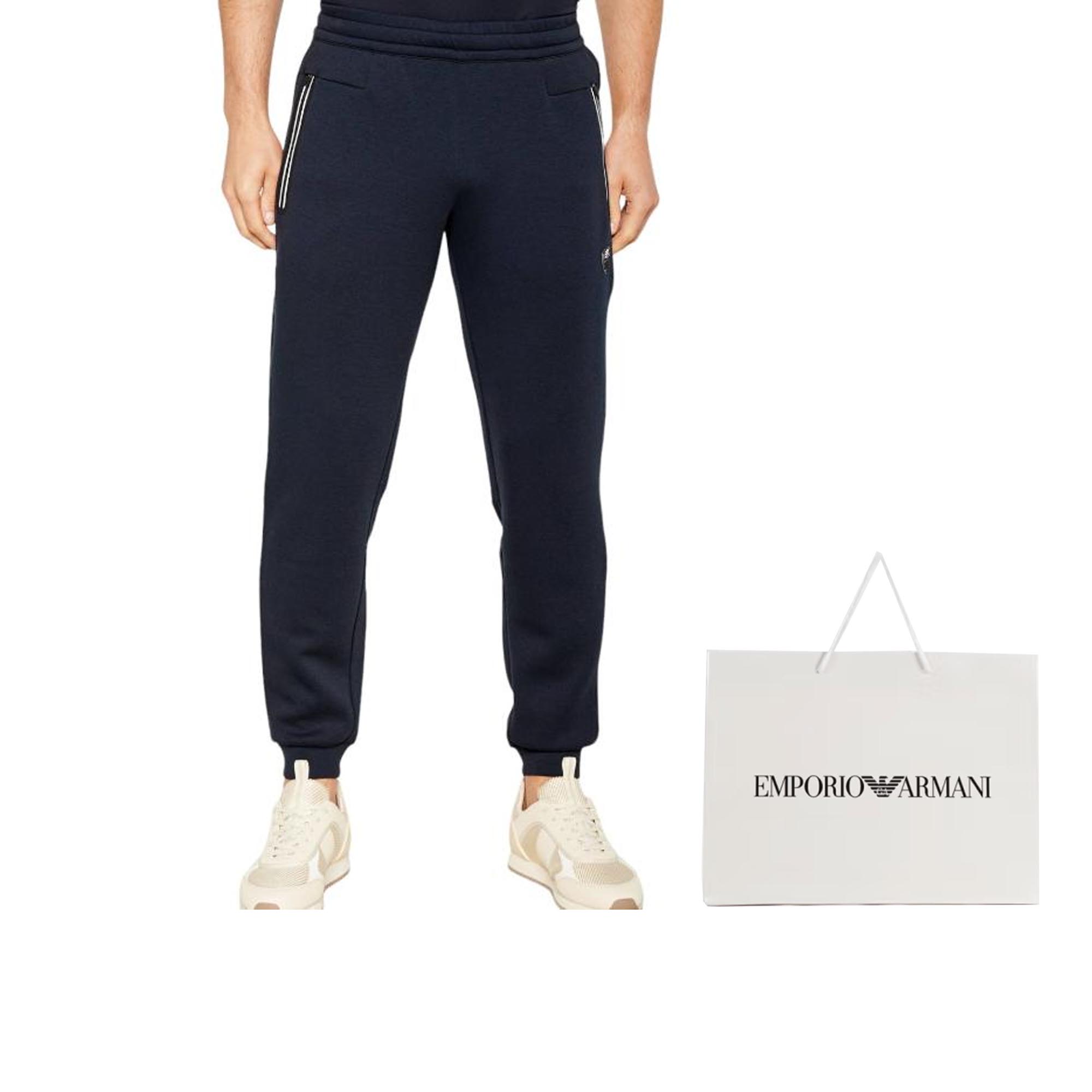 Shop Emporio Armani EA7 蓝色中腰休闲运动裤 男士潮流穿搭裤子 8NPP63-PJ4EZ-1562