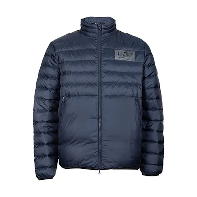 Emporio Armani EA7 Blue Puffer Jacket with Logo and Stand Collar. 6LPB14-PN5ZZ-1554