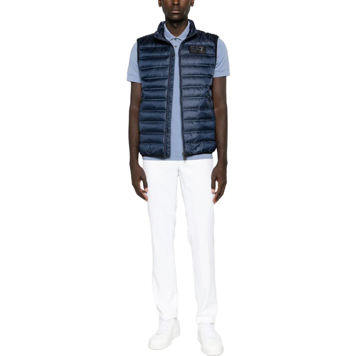 Purchase エンポリオアルマーニ EA7 ブルー ジッパー付スタンド襟ノースリーブダウンベスト 6RPQ02-PN5ZZ-1554