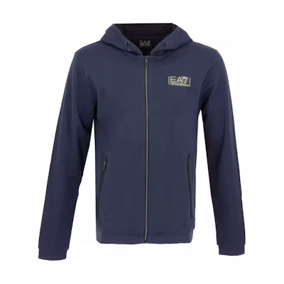 Emporio Armani EA7 Blue Solid Hooded Zip-Up Jacket SS24. 6RPM39-PJMCZ-1554