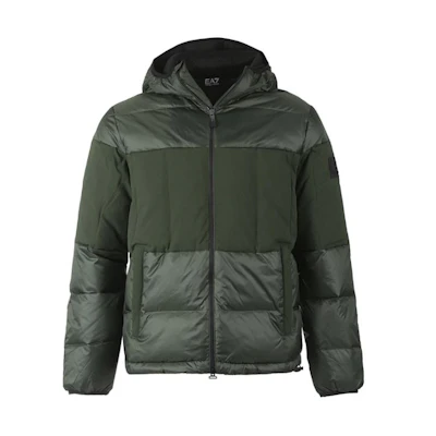 Emporio Armani EA7 Colorblock Hooded Down Jacket Army Green SS24 6RPB01-PNEOZ-1845