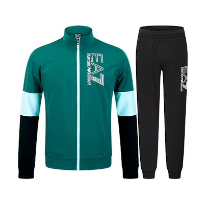 Emporio Armani EA7 Colorblock Logo Print Tracksuit Green SS22. 3LPV75-PJ05Z-28BP