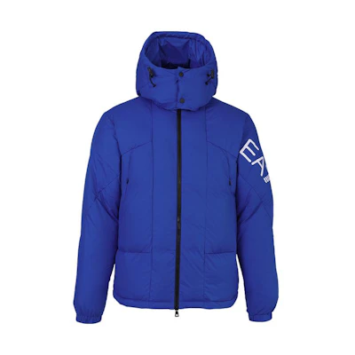 EMPORIO ARMANI EA7 FW22 Letter Print Hooded Windproof Jacket Blue 6LPB11-PNADZ-1597