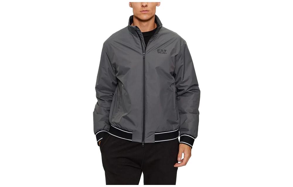 Emporio Armani EA7  Gray Zip Jacket with Colorblock Letter & Number Print. 6RPB07-PN27Z-1977