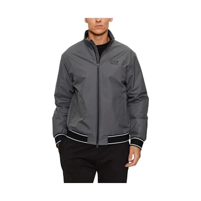 Emporio Armani EA7 Gray Zip Jacket with Colorblock Letter & Number Print. 6RPB07-PN27Z-1977