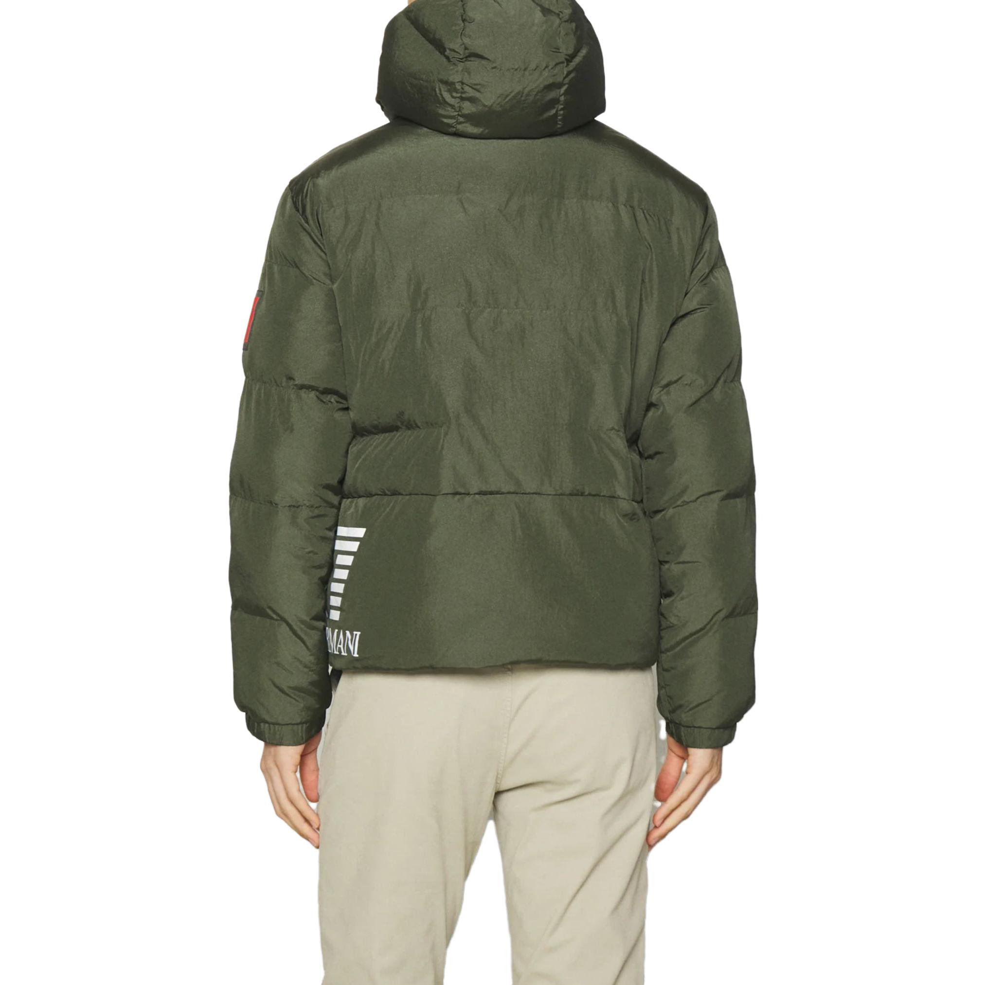 Shop Emporio Armani EA7 綠色印字修身拉鍊連帽外套夹克. 6RPB32-PNEFZ-1845