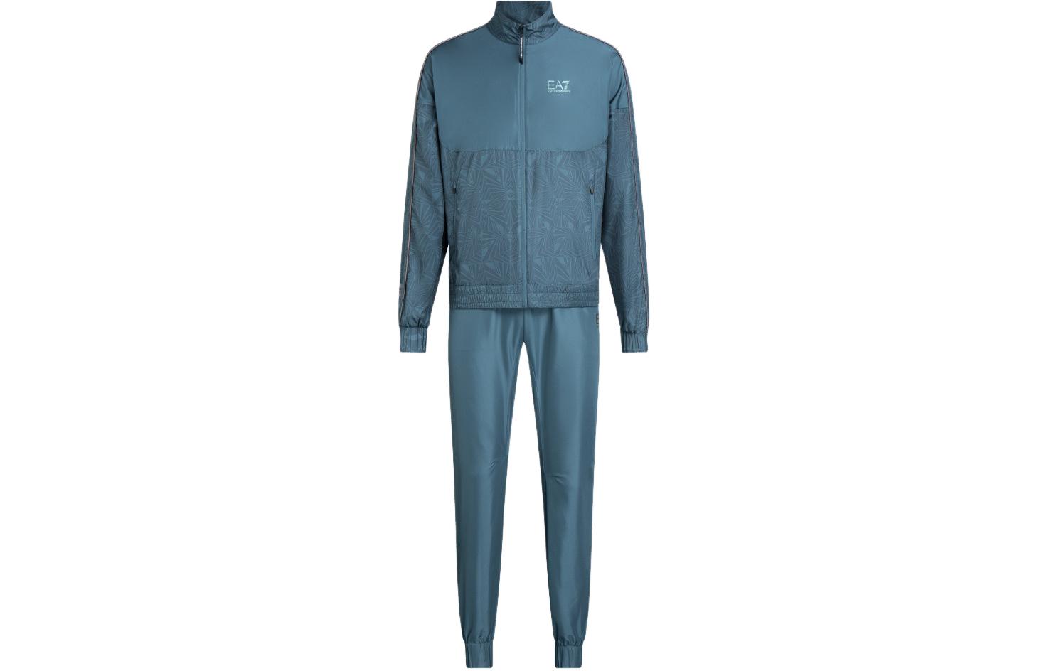 EMPORIO ARMANI EA7  Green Logo Print Tracksuit Zip Long Sleeve Casual Set. 3DPV03-PNP6Z-1821