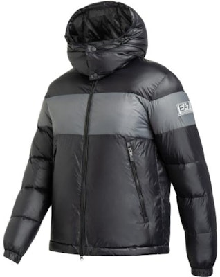 Emporio Armani EA7 灰色拼接Logo連帽棉質外套 6KPB59-PNR4Z-1200 Shop Emporio Armani EA7 灰色拼接Logo連帽棉質外套 6KPB59-PNR4Z-1200