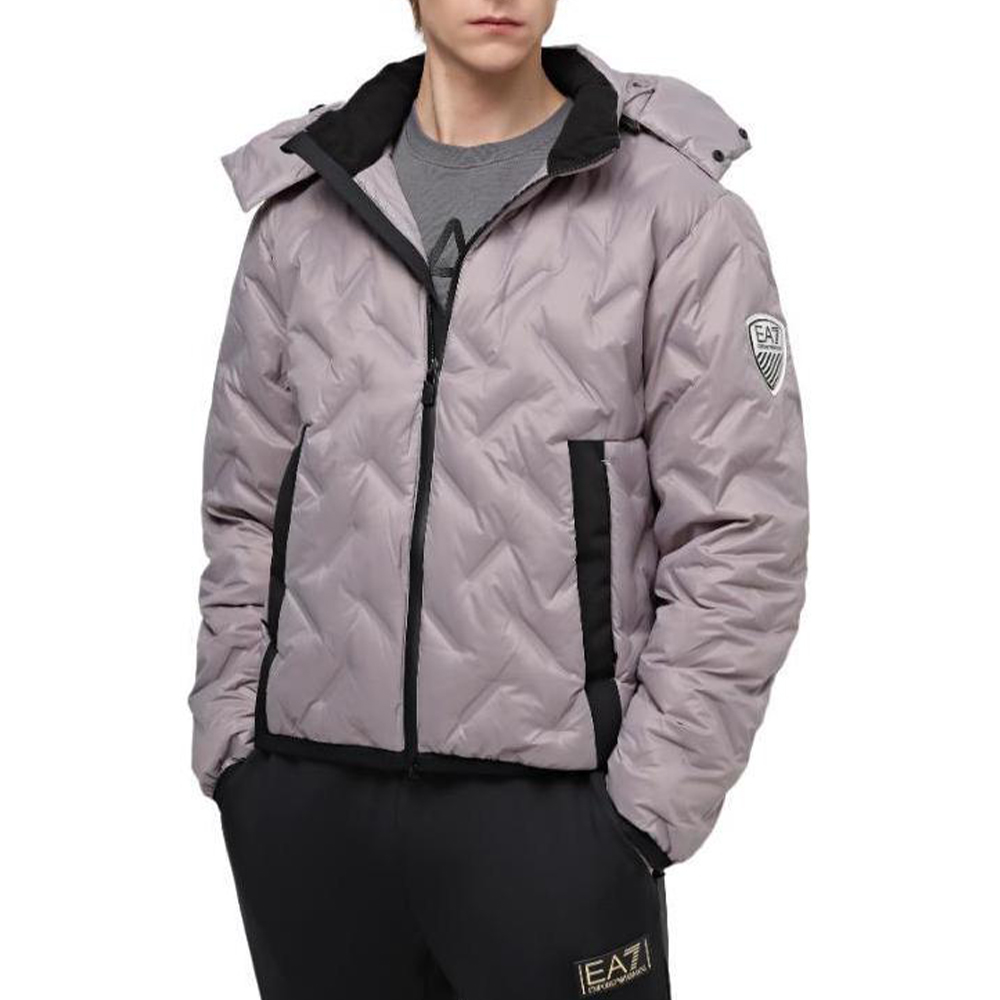 Emporio Armani EA7  Grey Hooded Casual Printed Jacket. 6RPB64-PN8MZ-1920