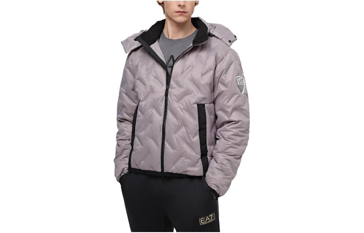 Order Emporio Armani EA7 Jaket Kelabu Hooded Kasual Cetakan. 6RPB64-PN8MZ-1920