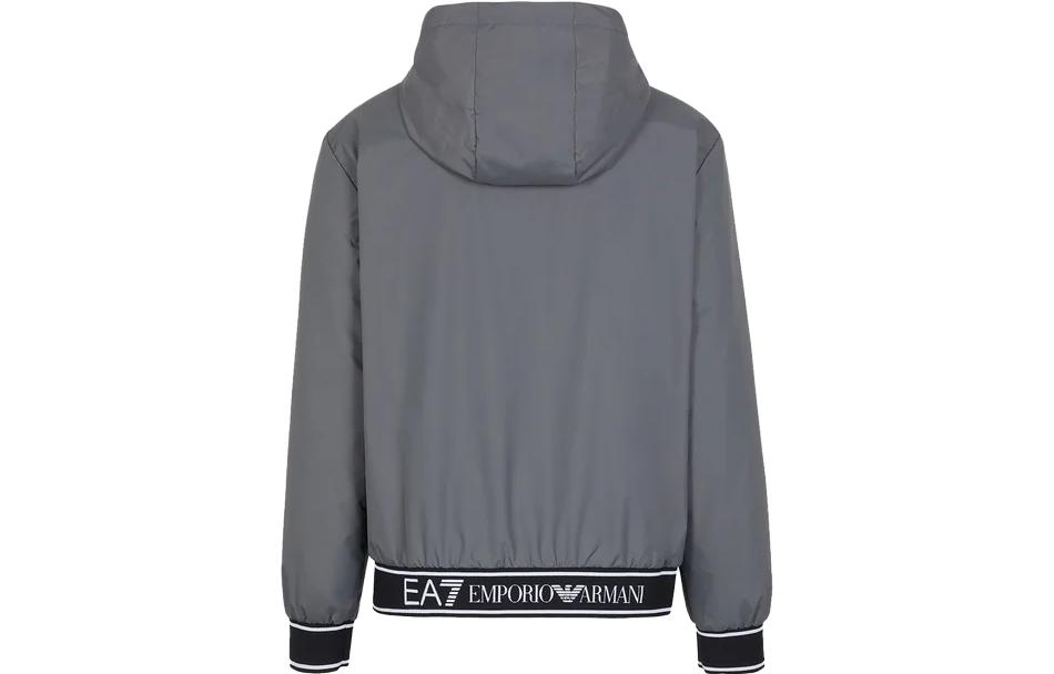 Lookbook Emporio Armani EA7 灰色LOGO印花修身連帽外套。 6RPB08-PN27Z-1977