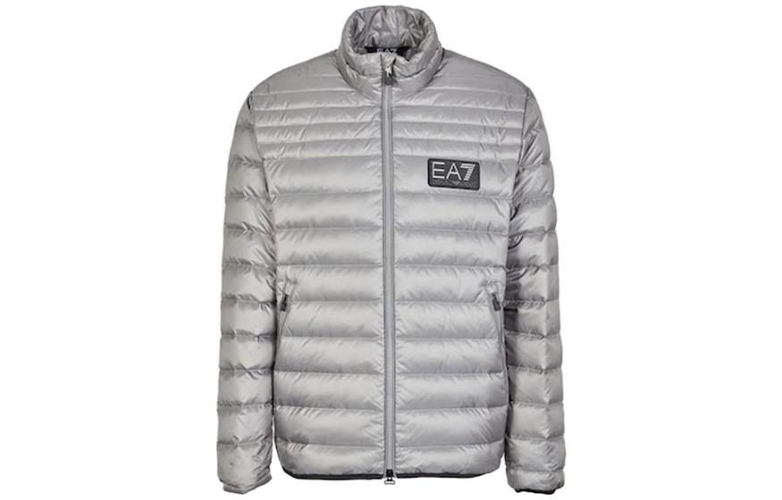 Emporio Armani EA7  Grey Zip-Up Stand Collar Jacket - SS23 Collection. 6RPB14-PN5ZZ-1920