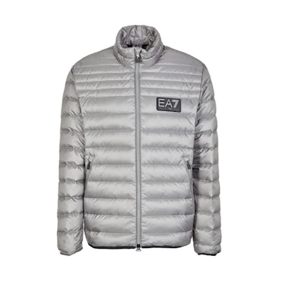 Emporio Armani EA7 Grey Zip-Up Stand Collar Jacket - SS23 Collection. 6RPB14-PN5ZZ-1920