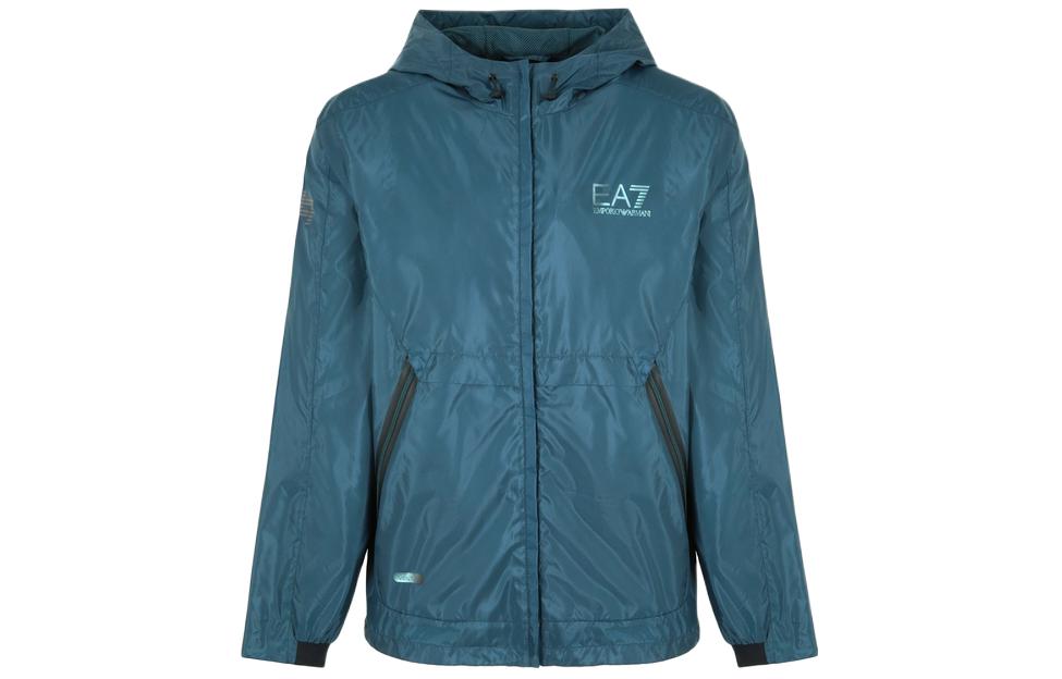 EMPORIO ARMANI EA7  Logo Print Hooded Jacket Dark Green. 3DPB03-PNFHZ-1821