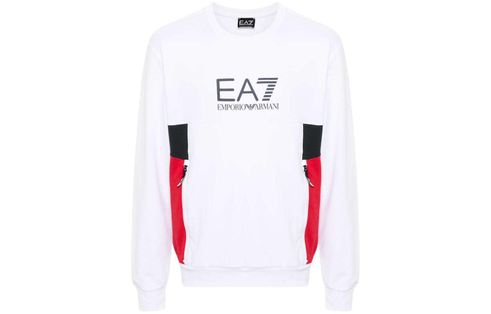 Order エンポリオアルマーニ EA7 ロゴプリント ルーズフィット クルーネックスウェット 白 3DPM14-PJLIZ-1100