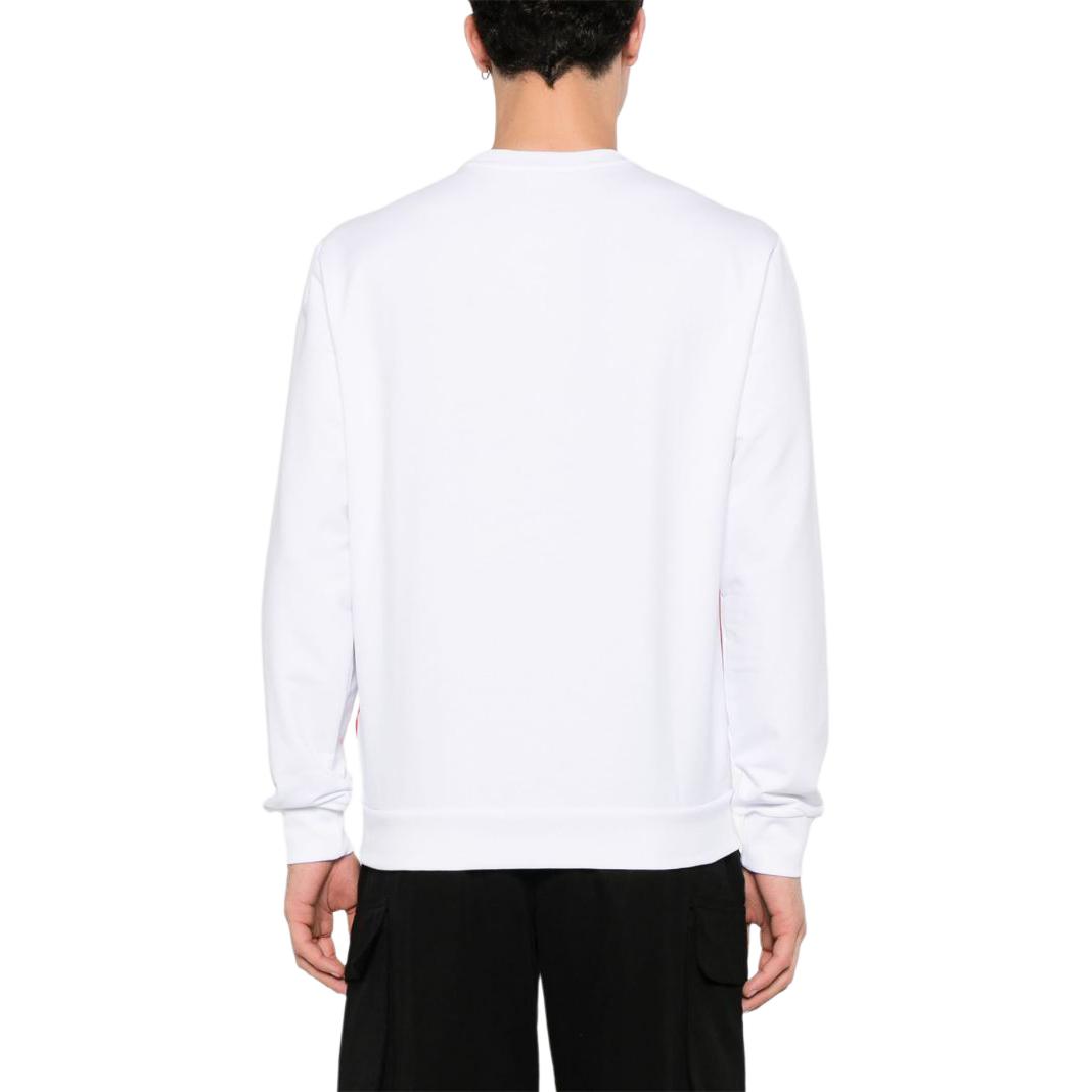 Shop エンポリオアルマーニ EA7 ロゴプリント ルーズフィット クルーネックスウェット 白 3DPM14-PJLIZ-1100