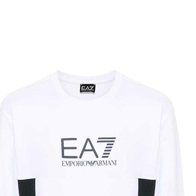 Sizing エンポリオアルマーニ EA7 ロゴプリント ルーズフィット クルーネックスウェット 白 3DPM14-PJLIZ-1100