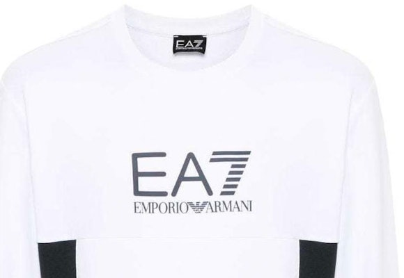 エンポリオアルマーニ EA7 ロゴプリント ルーズフィット クルーネックスウェット 白 3DPM14-PJLIZ-1100 Sizing エンポリオアルマーニ EA7 ロゴプリント ルーズフィット クルーネックスウェット 白 3DPM14-PJLIZ-1100