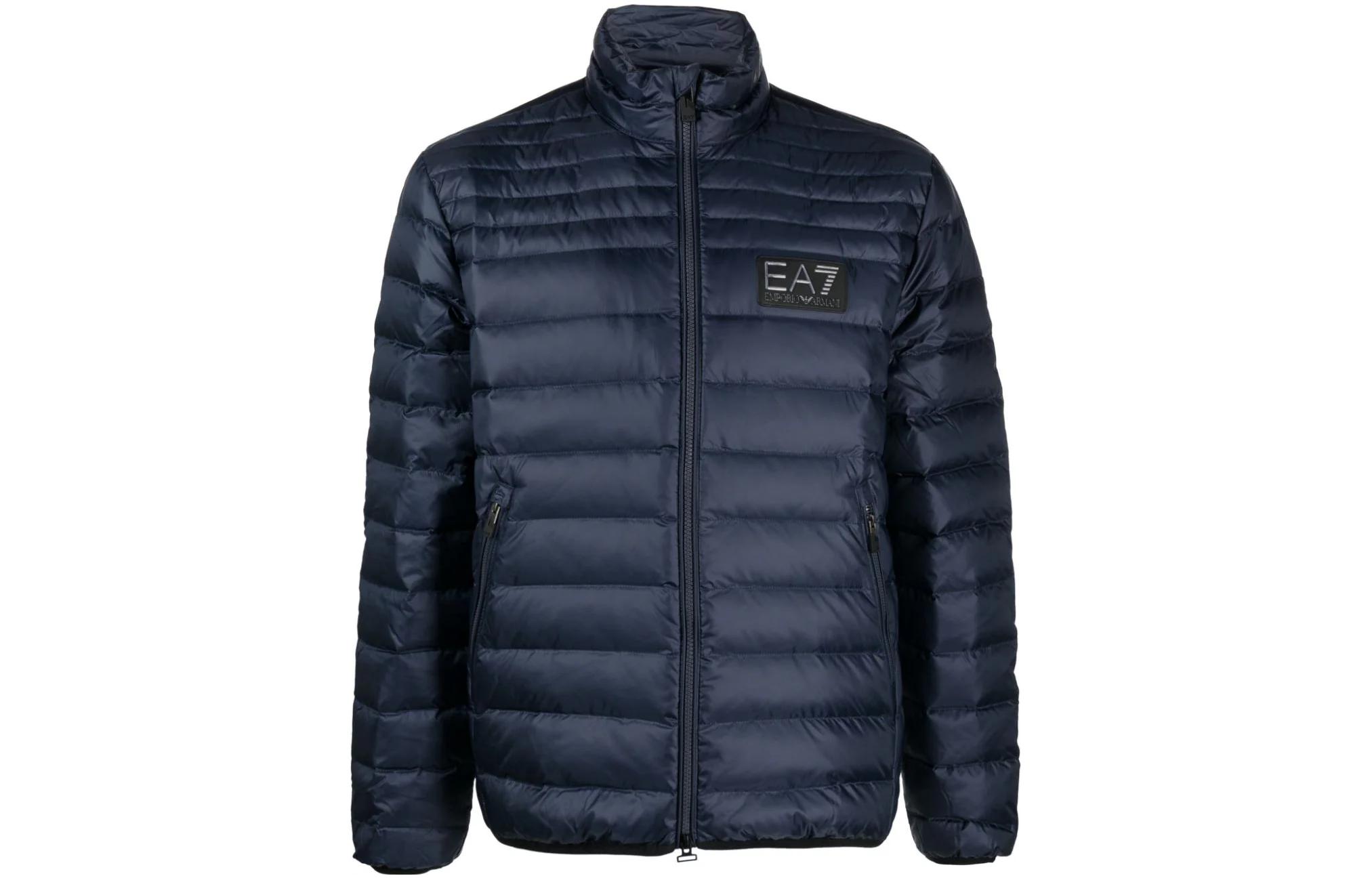 Order Emporio Armani EA7 Jaket Puffer Biru Navy Logo dengan Resleting Setengah. 6RPB14-PN5ZZ-1554