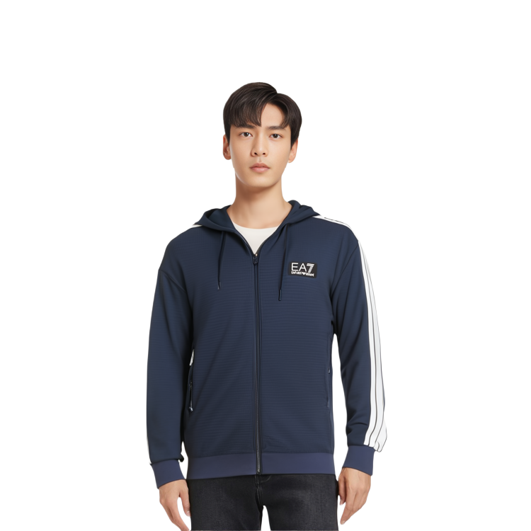 EMPORIO ARMANI EA7  Navy Zip-Up Hoodie with Letter Print SS23. 3RPM67-PN6ZZ-1554 圖 5