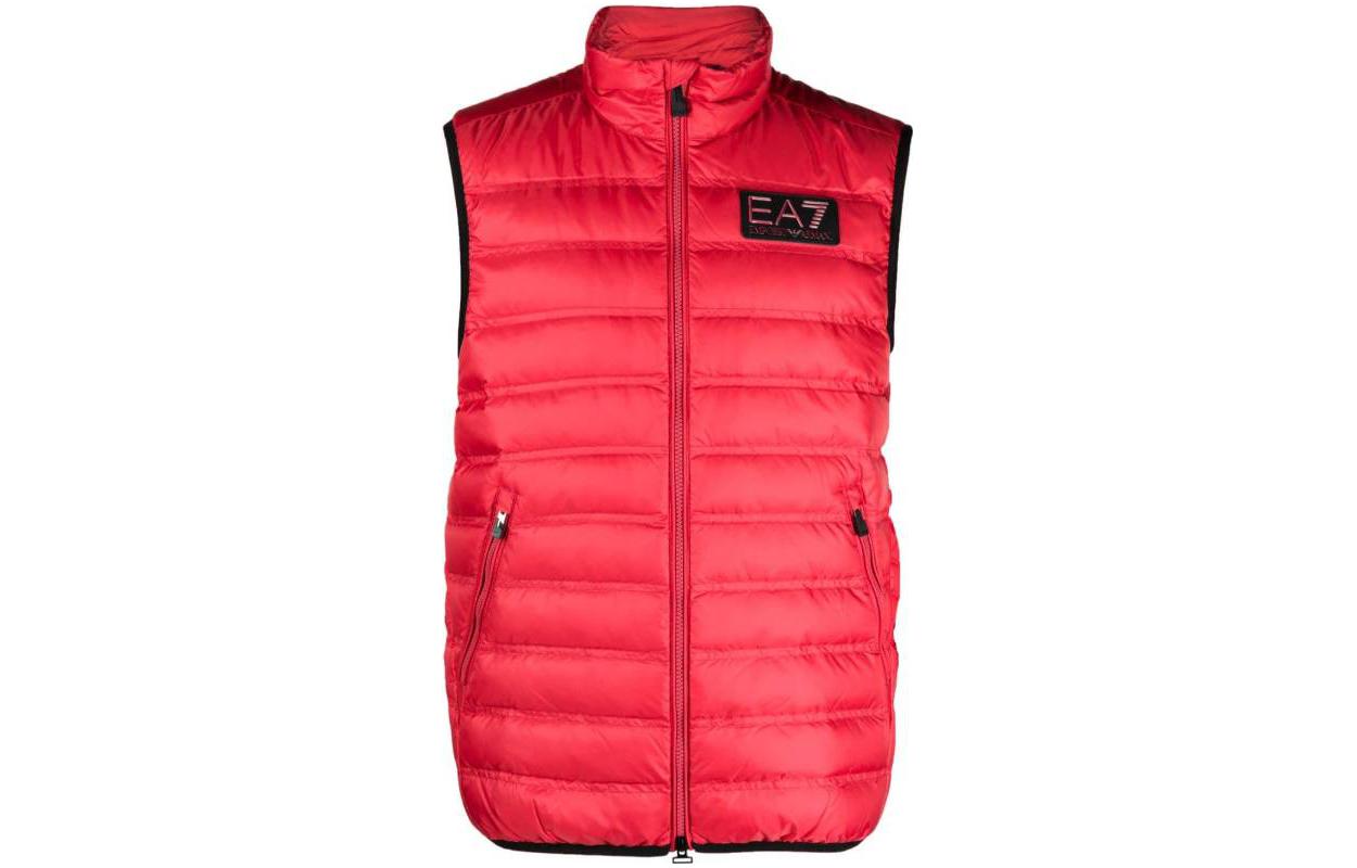 Emporio Armani EA7  Red Loose-Fit Zip Letter Print Vest. 6RPQ02P-N5ZZ1-462