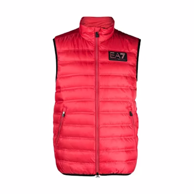 Emporio Armani EA7 Red Loose-Fit Zip Letter Print Vest. 6RPQ02P-N5ZZ1-462