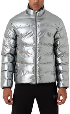 Emporio Armani EA7 银色标志印花长袖棉质拉链外套. 6RPB02-PN3VZ-1988 Shop Emporio Armani EA7 银色标志印花长袖棉质拉链外套. 6RPB02-PN3VZ-1988