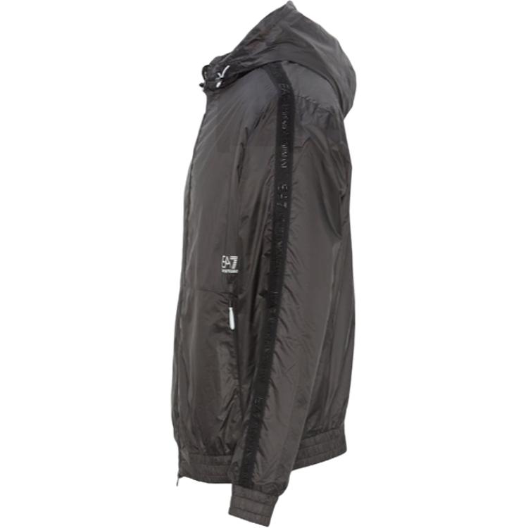 Shop Emporio Armani EA7 Slim-Fit Zip Hoodie Jaket Hitam 3DPB16-PN5ZZ-0200