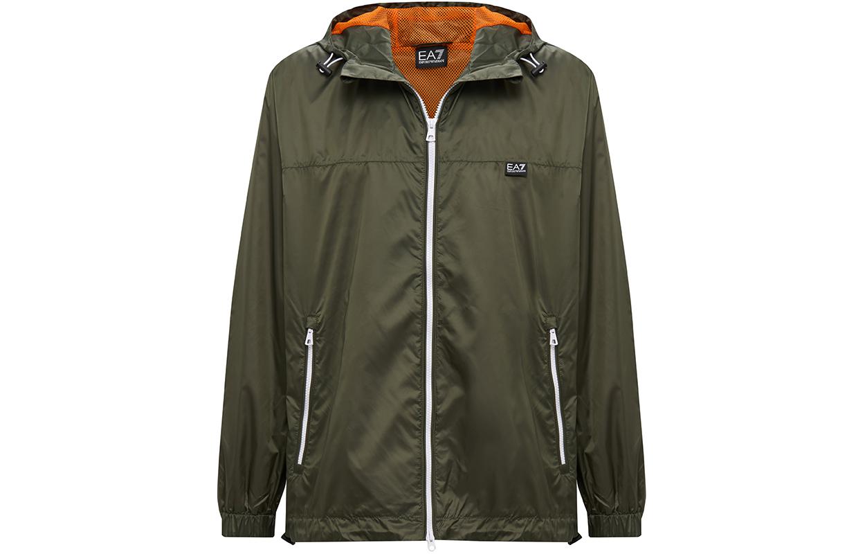 EMPORIO ARMANI EA7  Slim Fit Hoodie Jacket with Back Logo Army Green 3DPB17-PN5ZZ-1846