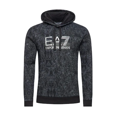 Emporio Armani EA7 All-over Letter Hoodie Black 6GPM13-PJF6Z-2206