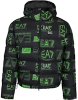 Emporio Armani EA7 All-Over Logo Hooded Down Jacket Men’s Dark Green 6LPB05-PN9FZ-11067 Emporio Armani EA7 All-Over Logo Hooded Down Jacket Men’s Dark Green 6LPB05-PN9FZ-11067