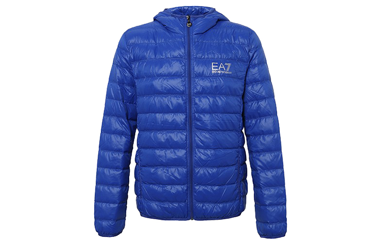 Emporio Armani EA7 Alphabet Print Blue Hooded Down Jacket Winter 8NPB02-PN29Z-1598
