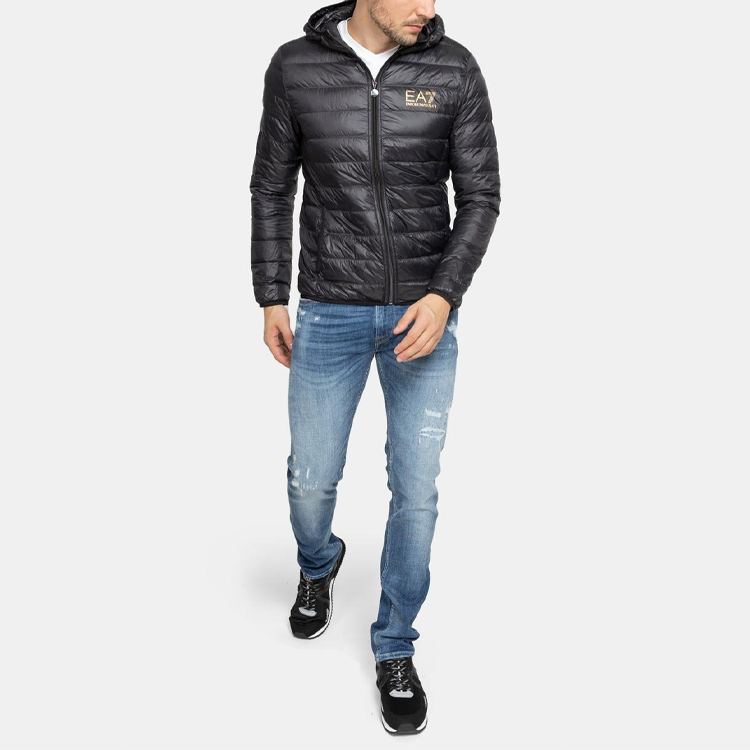 Purchase 安普里奥·阿玛尼EA7黑金连帽羽绒夹克带徽标印花 8NPB02-PN29Z-00208