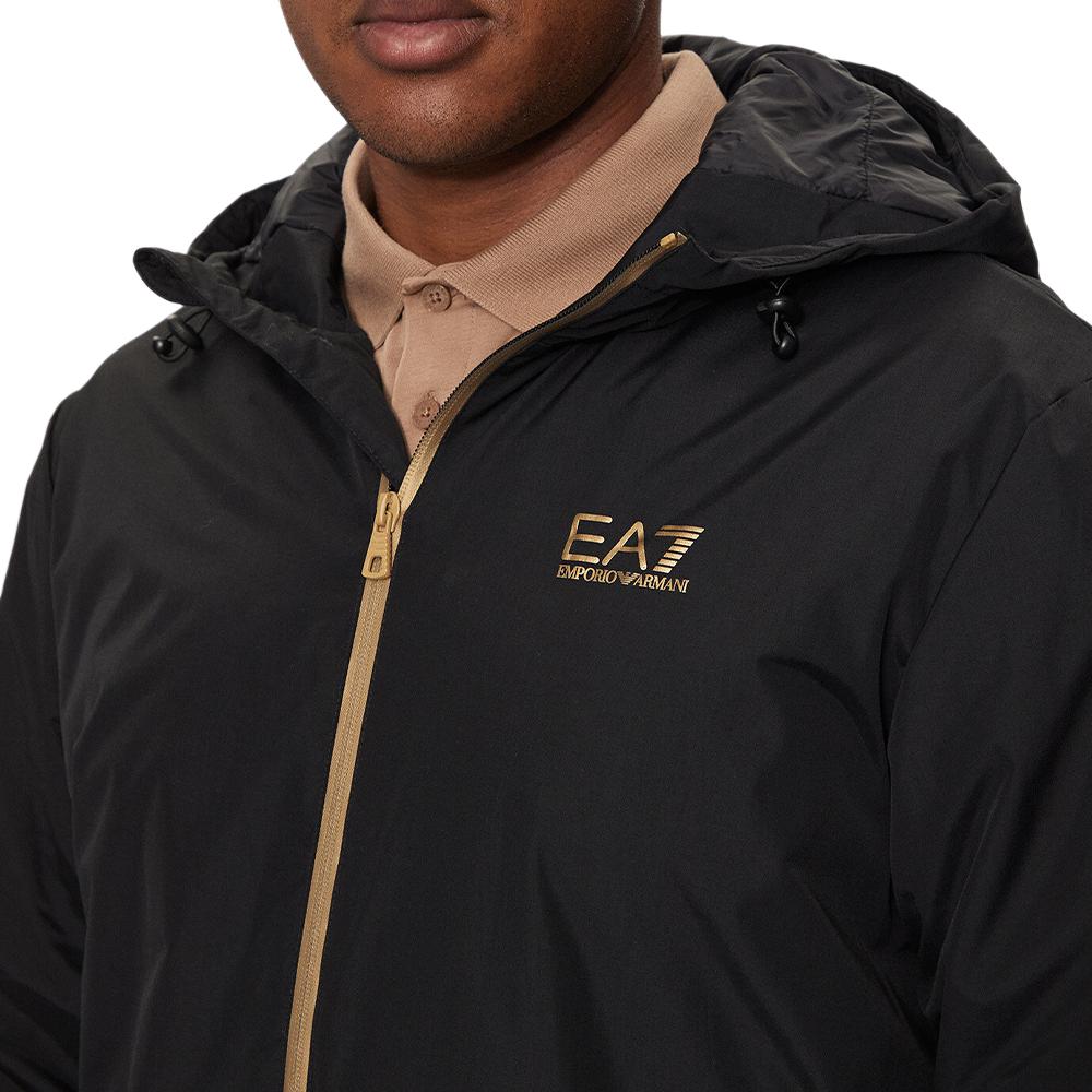 Details for EMPORIO ARMANI EA7 Jaket Hitam Berhud Zip Kapas dengan Cetakan Logo. 8NPB21-PNFZZ-0208