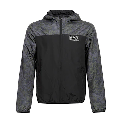 Emporio Armani EA7 Black Camouflage Logo Print Hooded Jacket 6ZPB61-PN28Z-1200